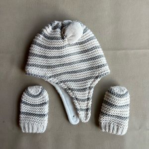 Boden 6-12m hat snd mitts set in VGUC